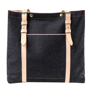 手工质造植鞣皮赤耳丹宁牛仔手提包柒名氏休闲大容量简约包购物袋