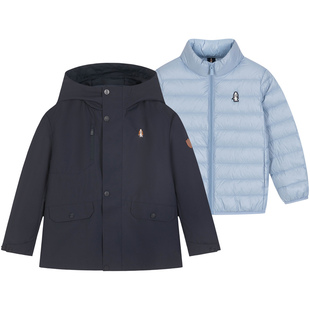 暇步士童装男童三合一羽绒服25冬新品大童三防风衣儿童保暖轻薄羽