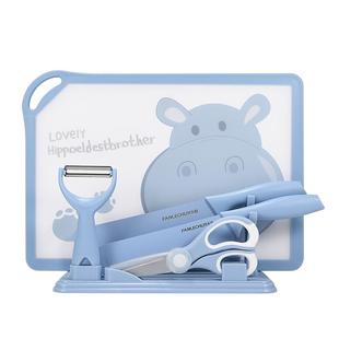 梵乐厨婴儿辅食刀具菜板套装宝宝案板家用儿童菜刀砧板二合一工具