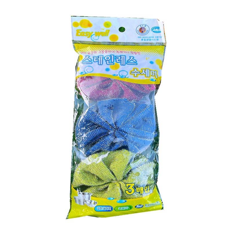 韩国刷碗棉刷锅洗碗棉花朵型钢丝洗碗擦蝴蝶结可代替钢丝球 3个装