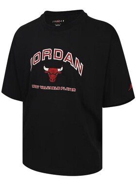Jordan耐克男短袖夏公牛图案印花宽松透气篮球运动T恤IF3122-010