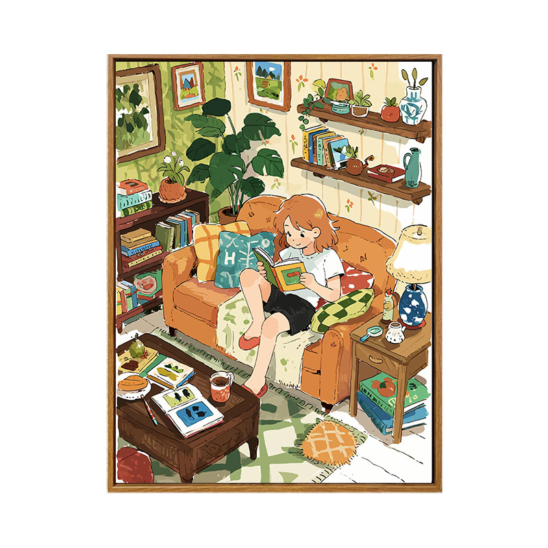 雅调温馨卧室diy数字油画手绘画