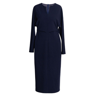 罗衣简约通勤针织修身V领连衣裙