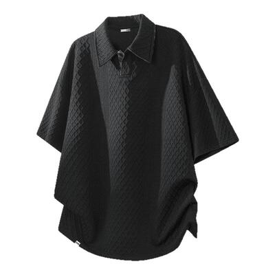 itizzue美式黑色POLO衫短袖男