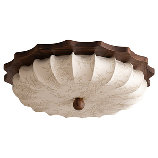 云裳法式中古风卧室吸顶灯美式复古书房高级感黑胡桃木主卧灯具