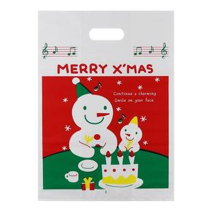 圣诞节礼品包装袋可爱雪人马甲袋手提袋子塑料袋胶袋小中大号定制