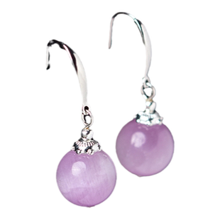 紫锂辉耳坠女s925银古风新中式东海水晶耳钉2025新款爆款玄学耳饰