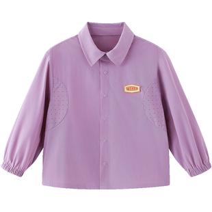 英氏儿童防晒衬衫UPF50+轻薄长袖春秋季户外男童女童防紫外线上衣