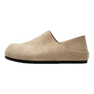 多嘴驴Donkey全包勃肯鞋女卡其色包跟穆勒鞋厚底一脚蹬两穿半拖鞋