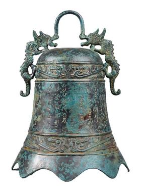 仿古青铜器双龙钟铜钟乐器挂件摆件家居装饰品工艺品摆件影视道具