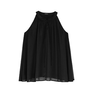 辰米范 宽松吊带衬衫女夏季慵懒风挂脖雪纺上衣小衫裤子两件套装