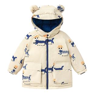 迷你巴拉巴拉男女童三防羽绒服2025冬装新款中小童萌趣保暖厚外套