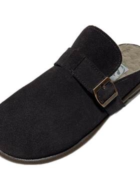 Bata/拔佳2025牛皮厚底毛拖鞋