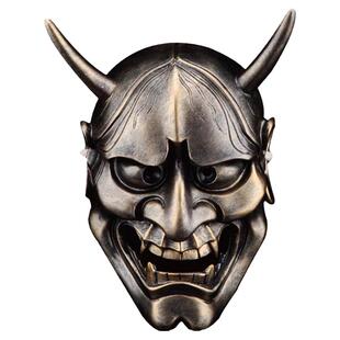 般若面具挂件摆件恐怖成人日本鬼武士魔鬼万圣节白色全脸cos道具