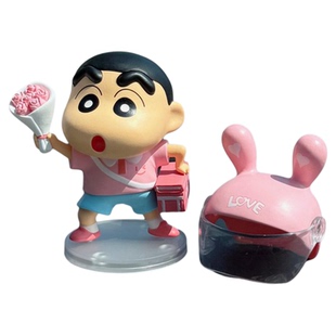 送花蜡笔小新潮玩车载摆件汽车中控台屏幕装饰创意可爱送女生礼物