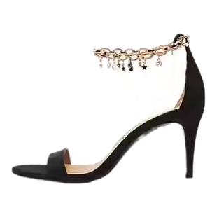 STELLA LUNA露趾一字带优雅高跟鞋链条高跟显脚瘦凉鞋女SL121106