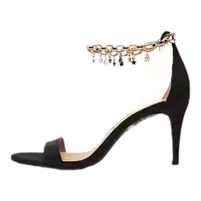 STELLALUNA一字带细跟露趾凉鞋