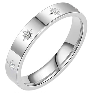新款星芒钛钢男款戒指女小众设计感指环不掉色食指戒轻奢情侣对戒