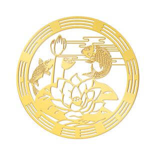 鲤鱼莲花图卫生间贴纸荷花牌莲花锦鲤门对门厕所在西北开门见鞋柜