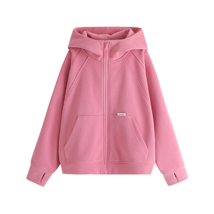 布丁哈鲁春装女童休闲上衣2026春秋新款儿童连帽拉链卫衣洋气外套