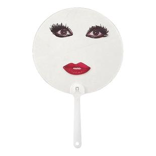 ladygaga扇子搞怪雷迪嘎嘎烈焰红唇扇子胖猫透明圆抽象单依纯同款