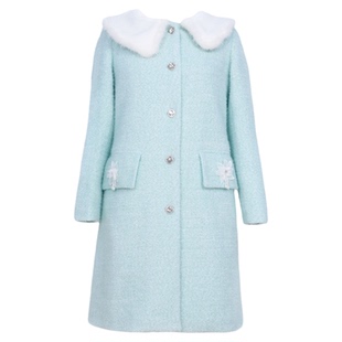 洋气大码女装宽松外套2025冬胖MM清新减龄中长翻领毛呢水貂毛大衣