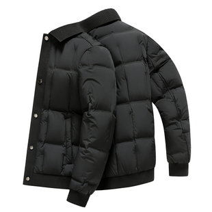 皮尔卡丹高端男士商务翻领羽绒服冬季保暖90白鸭绒外套时尚面包服