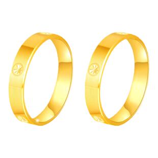 黄金情侣对戒999足金时尚戒指一对男女款金戒指素金指环免费刻字