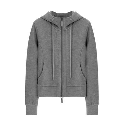 2025秋冬时尚暖阳绒高端羊毛连帽外套休闲四面弹开衫拉链上衣女