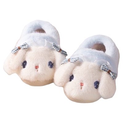 小鹿米利保暖兔子造型女童棉拖鞋