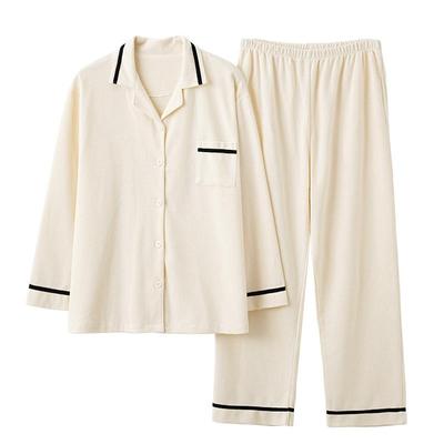 春秋款纯色情侣睡衣女