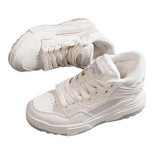 李宁板鞋女款2024冬季新款惟吾MID FLEECE加绒运动休闲鞋AGCT226