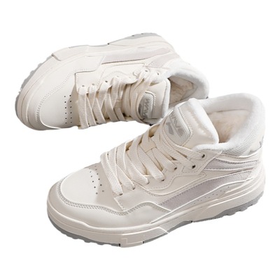 李宁板鞋女款2024冬季新款惟吾MID FLEECE加绒运动休闲鞋AGCT226