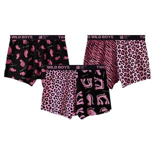 【豹纹系列】冰丝豹纹男士阿罗裤双拼宽松内裤男速干居家短裤睡裤