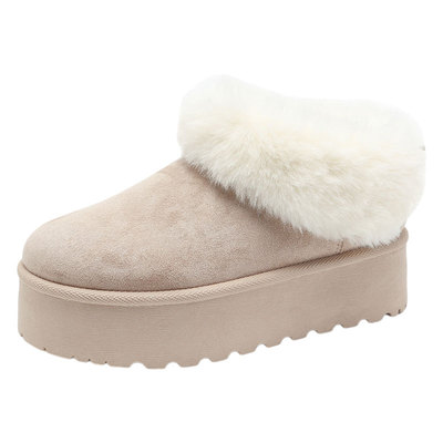 人本厚底雪地靴女加绒加厚大棉鞋