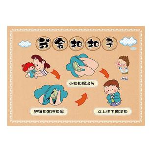 幼儿园生活区自理能力环创墙贴 如厕洗脸穿衣服刷牙系鞋带步骤图