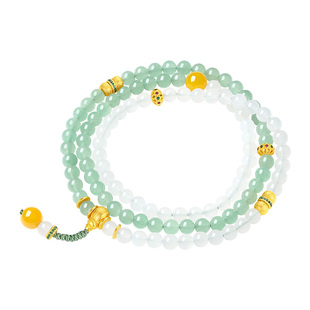 周大生转珠阁云山青霭玉髓手串银S925中式国风珠串送妈妈生日礼物