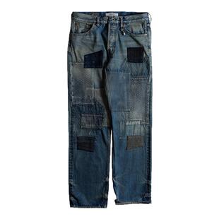 潮物Woo FDMTL Denim 经典不规则直筒拼接复古休闲修身牛仔长裤潮