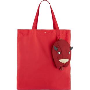 【礼物】Anya Hindmarch 女红色带挂饰托特包