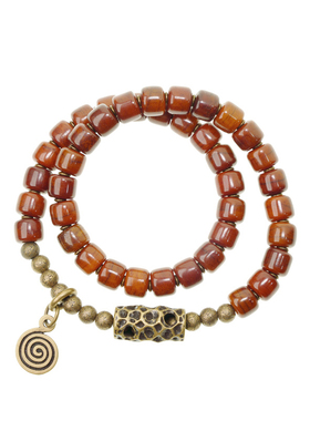 曲尾花文玩新宠做旧牛骨原创手串