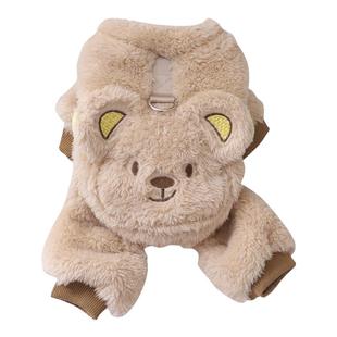 狗狗衣服泰迪幼犬冬季可牵引保暖加绒四腿棉服宠物冬天加厚绒冬装