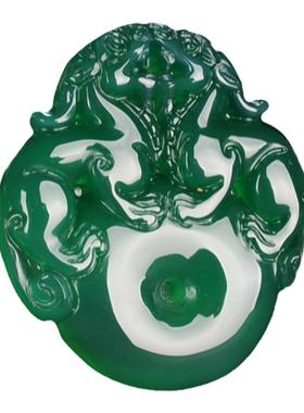 冰种玛瑙玉髓双貔貅招财转运吊坠