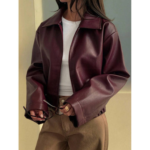 C 54132 Women's leather moto jacket 女士机车皮衣跨境速卖