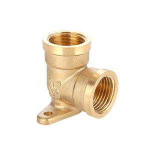 全铜4分双内丝弯头内外丝45度弯头内螺纹带底座DN15水管接头配件