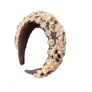 宫廷风黑色镶钻发箍女高颅顶带齿水晶发卡女宽边加高奢华水钻头箍