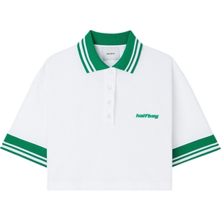 【折扣】HALFBOY女刺绣棉质短款Polo衫