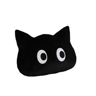 可爱黑色猫咪头沙发抱枕多巴胺小猫猫玩偶毛绒玩具睡觉抱娃娃女生