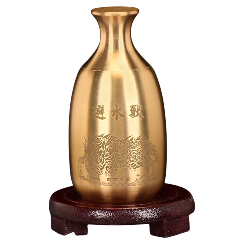 避水兽瓶摆件厕所在西北角化解荷花鲤鱼图卫生间纯黄铜葫芦五帝钱