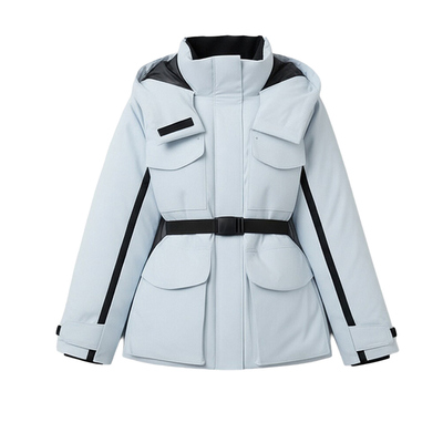 气质收腰显瘦中长款连帽鸭绒外套