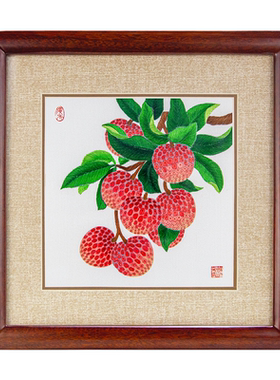 品粤广绣红棉荔枝手工刺绣